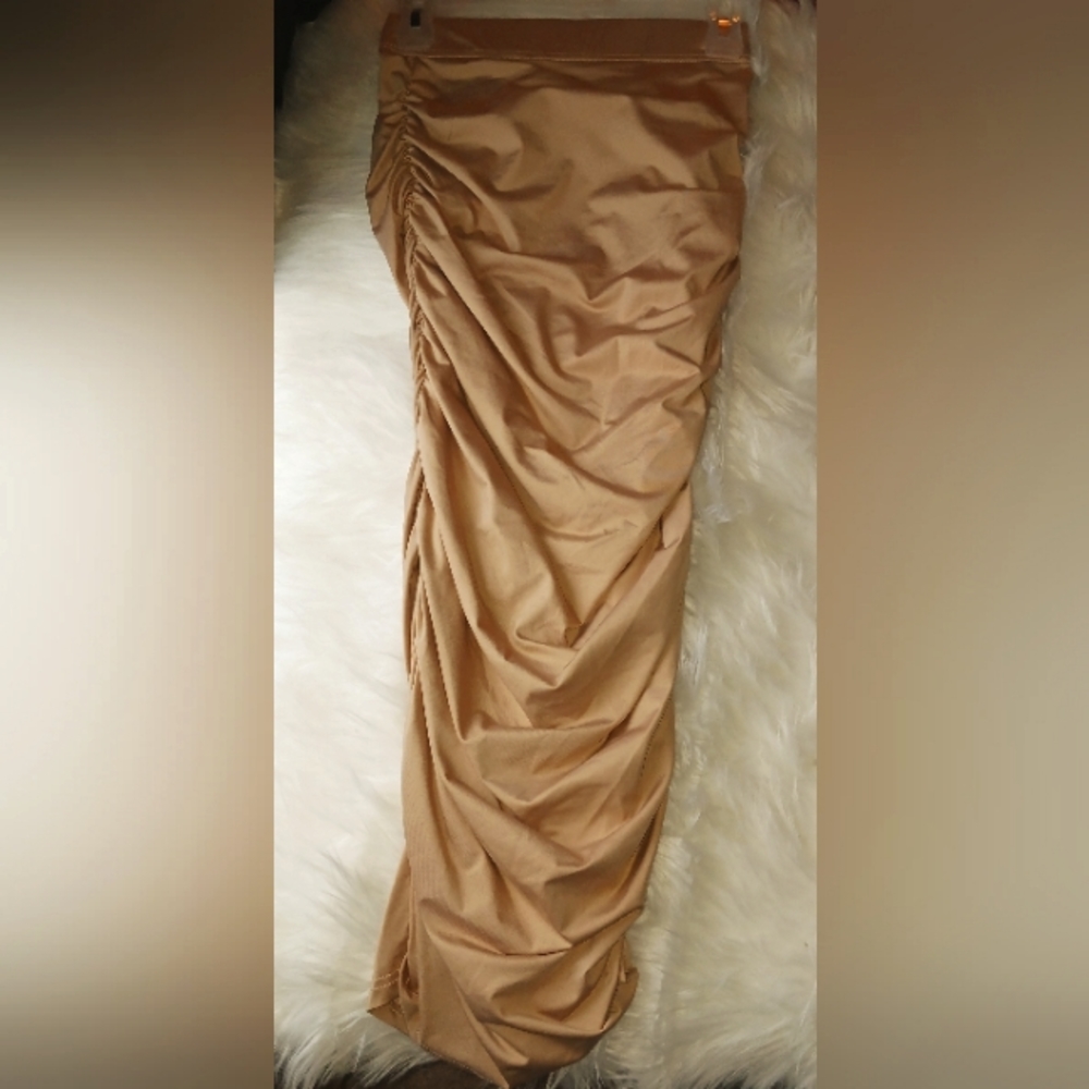 Beautiful Goldish-Champagne Ruched Bodycon Pencil skirt